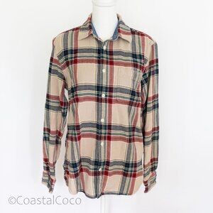 Gap Men's Size M Classic Tartan Plaid 100% Cotton Casual Flannel Shirt Oatmeal